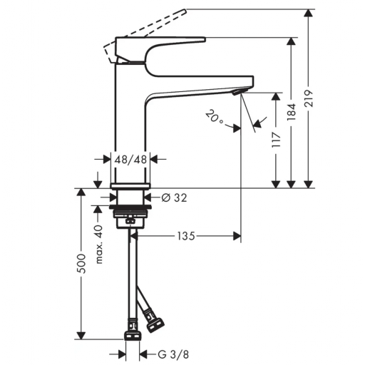 Смеситель для раковины HANSGROHE Metropol 32507000 однорычажный хром